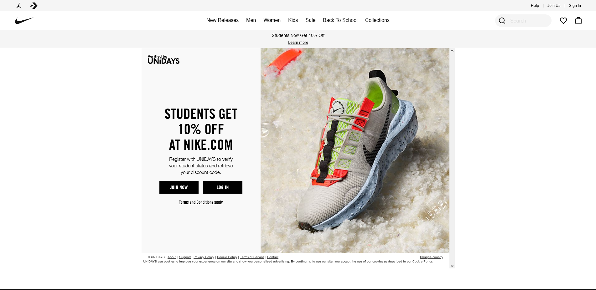 Student Discount Offer on Nike.com